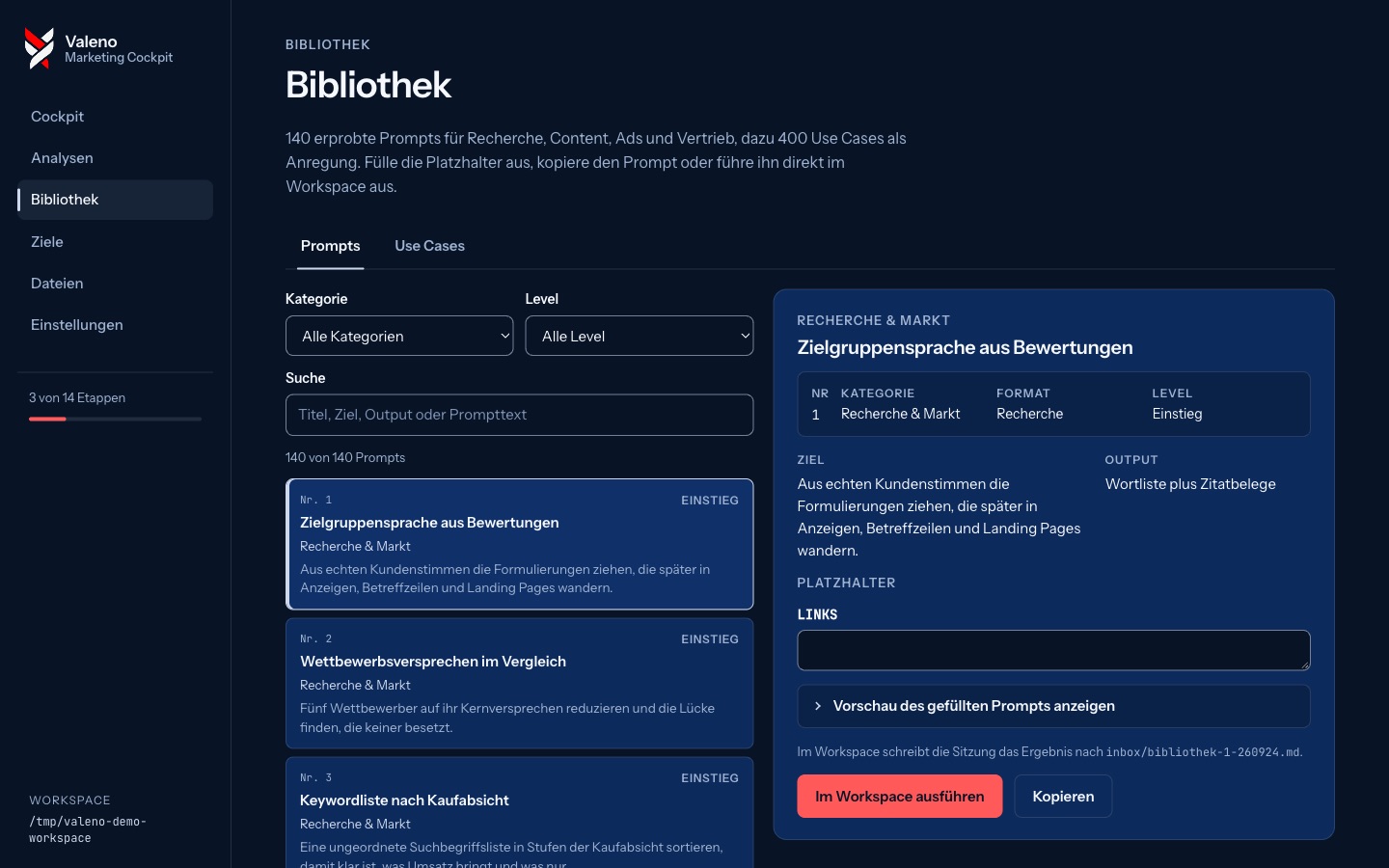 Bibliothek mit 140 Arbeitsaufträgen
